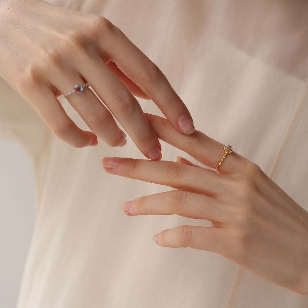 R041 silver925 moon stone ring