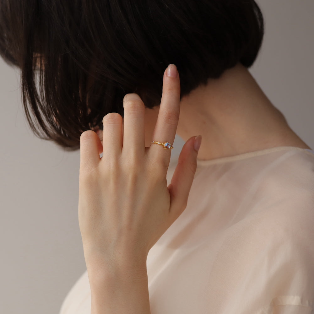 R041 silver925 moon stone ring