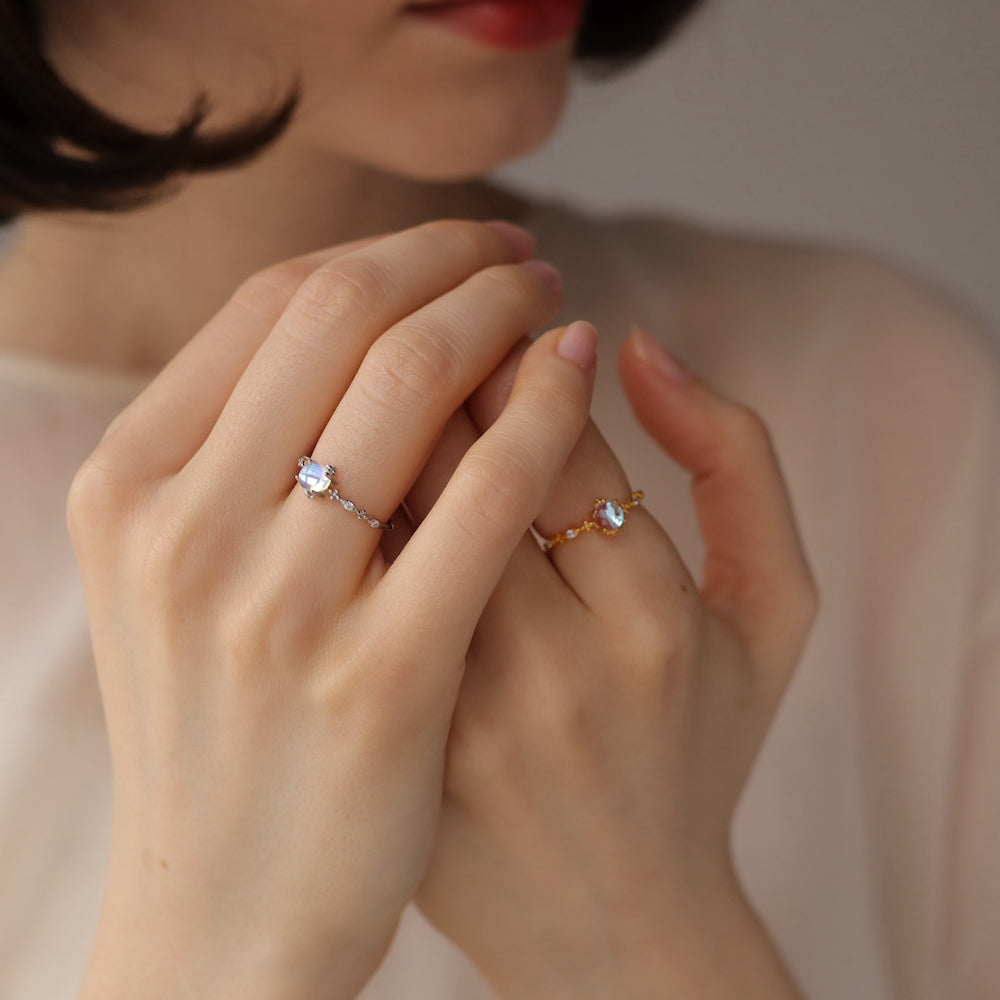 R041 silver925 moon stone ring