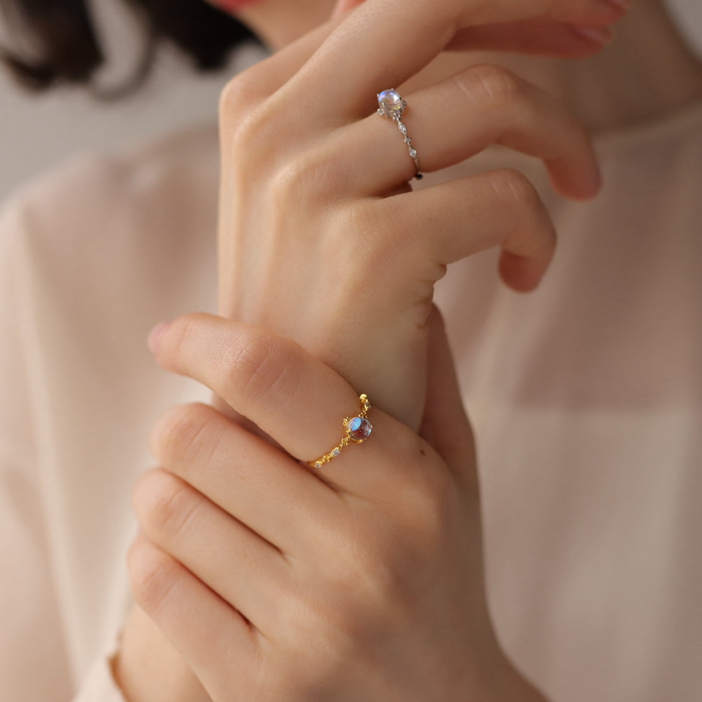R041 silver925 moon stone ring