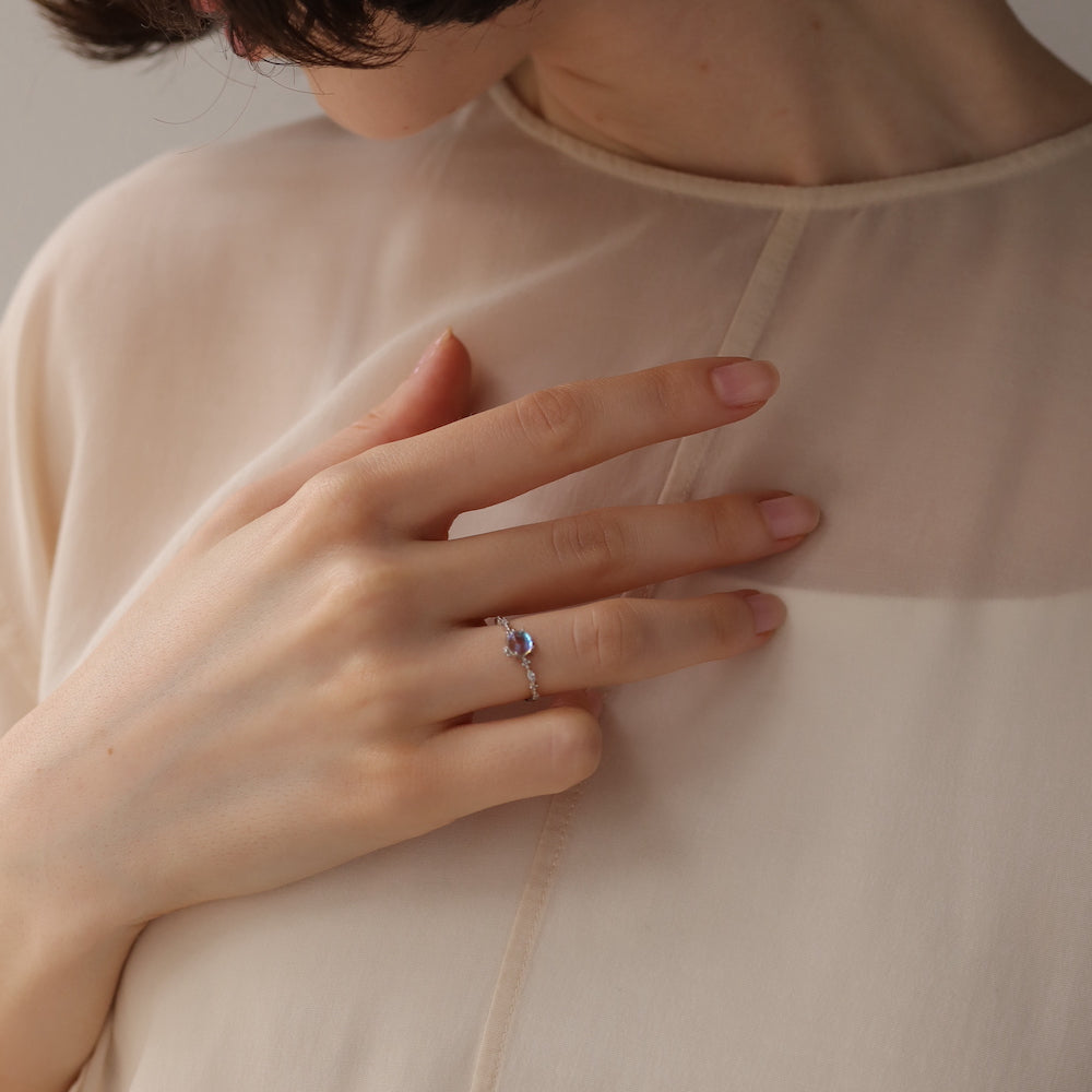 R041 silver925 moon stone ring
