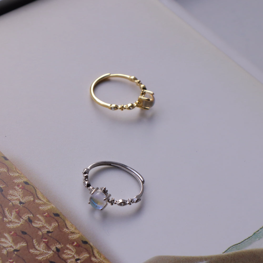 R041 silver925 moon stone ring