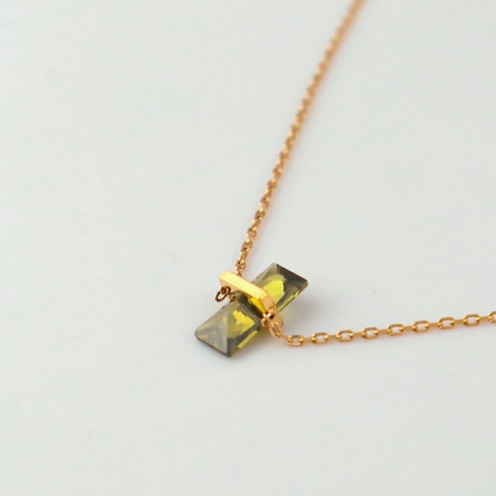 N229 stainless green zirconia pendant necklace