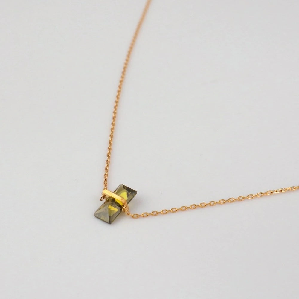 N229 stainless green zirconia pendant necklace