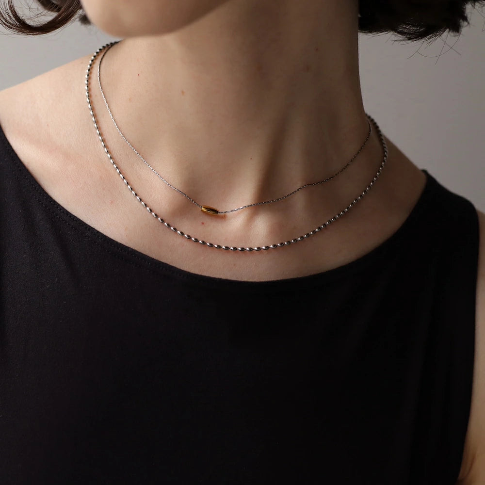 N233 stainless doublechain bi-color necklace