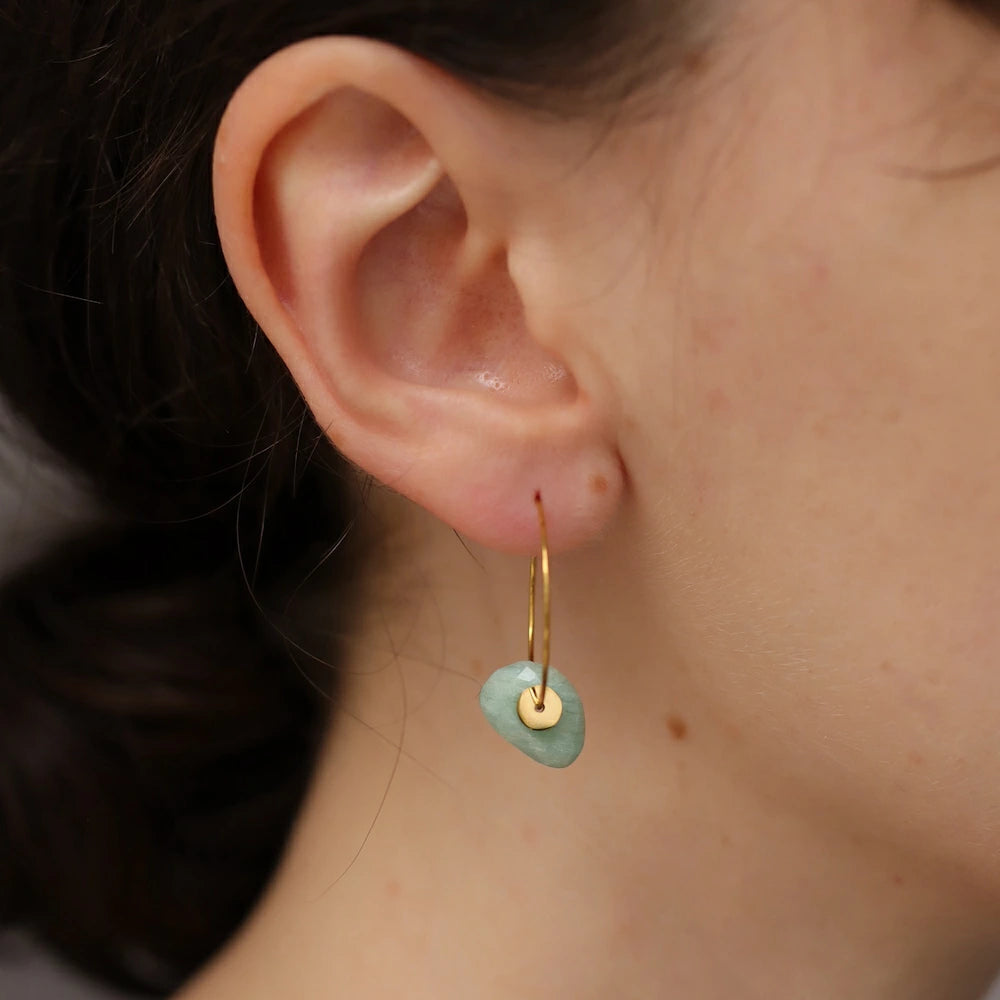 P028 stainless color stone hoop pierce