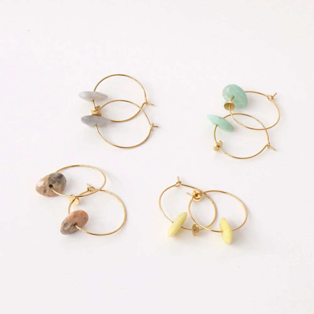 P028 stainless color stone hoop pierce