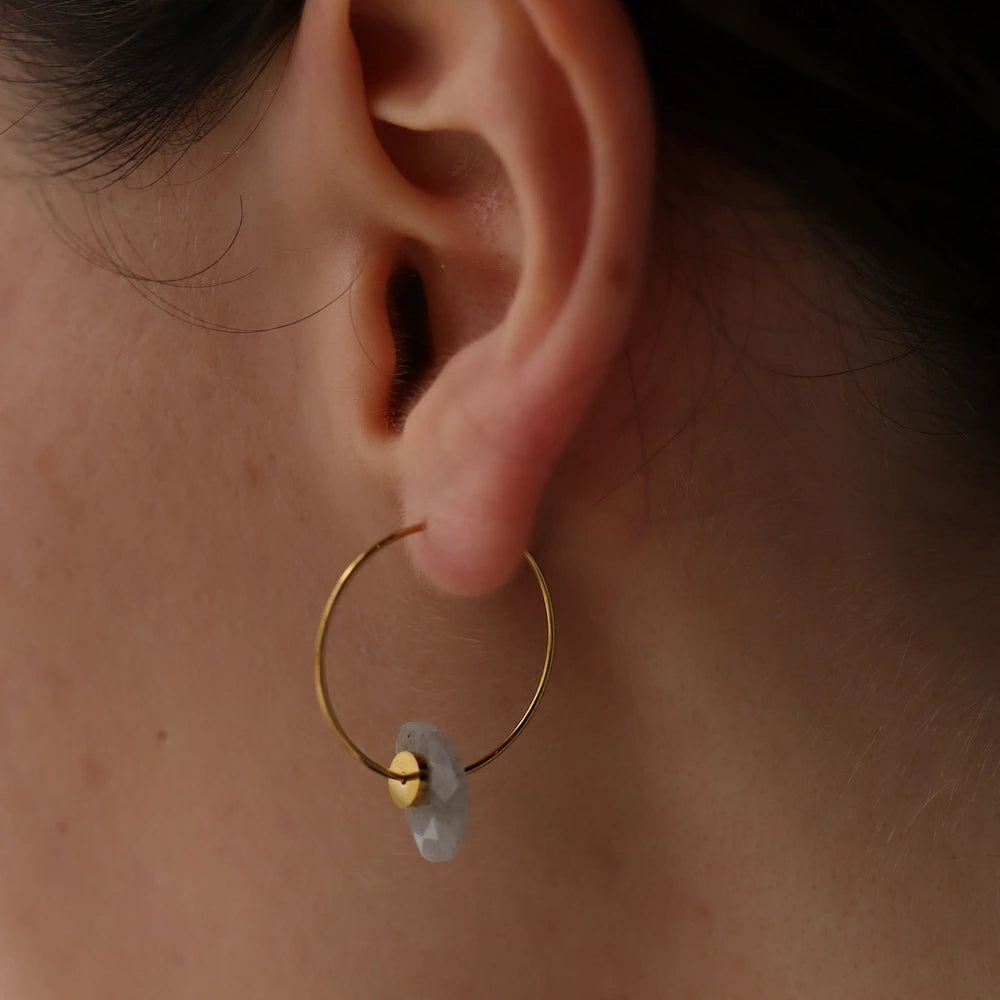 P028 stainless color stone hoop pierce