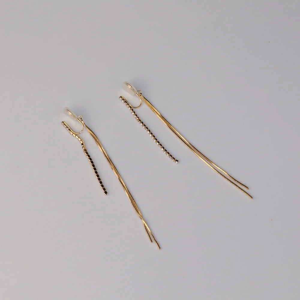 P446 long zirconia chain earring