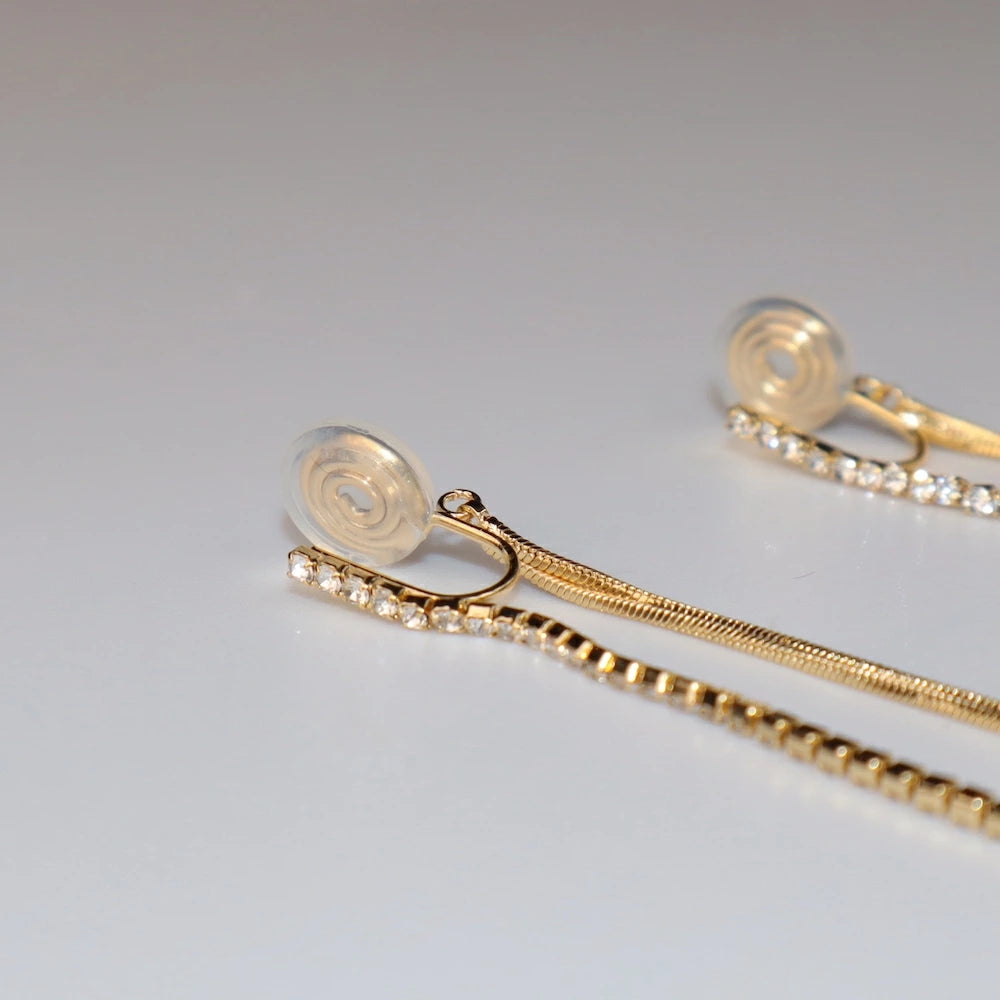 P446 long zirconia chain earring