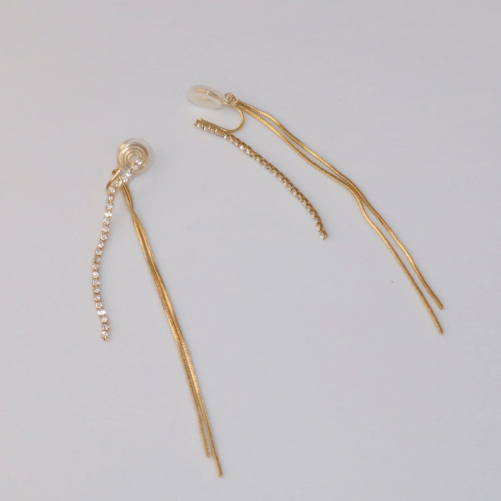 P446 long zirconia chain earring