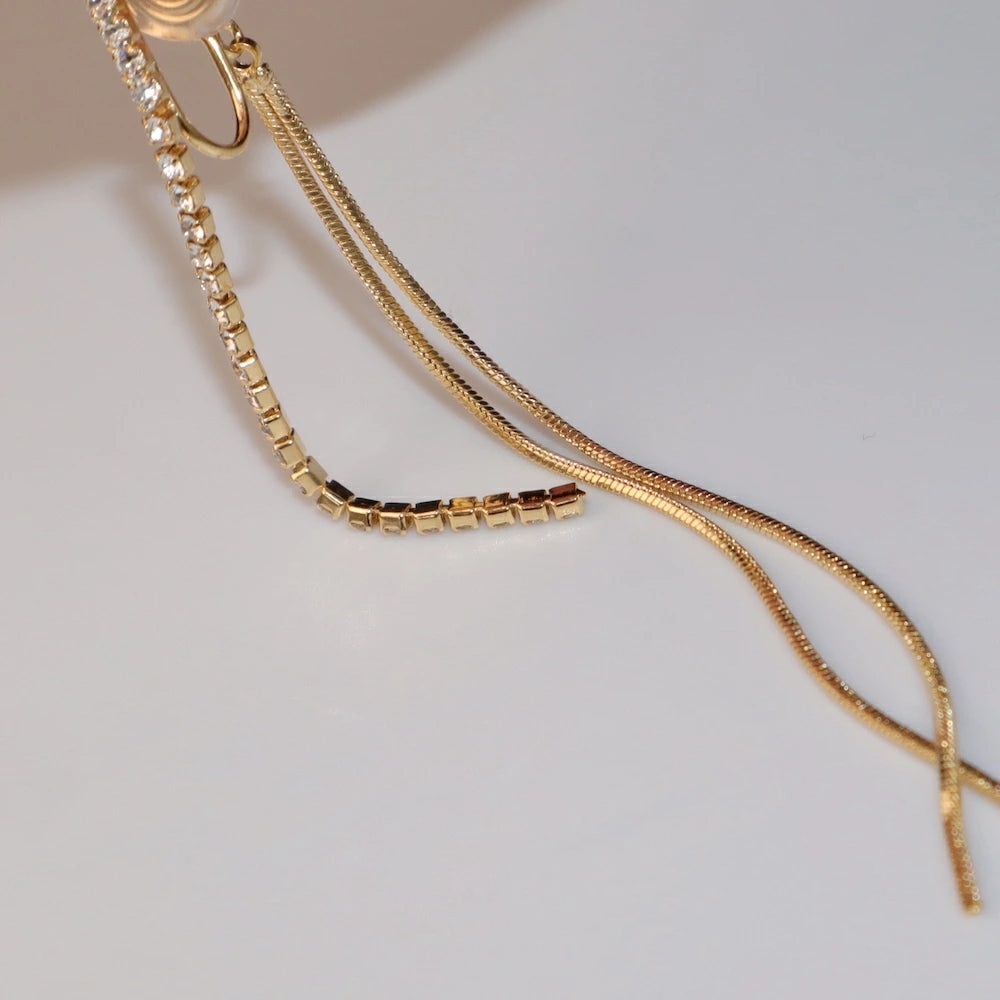 P446 long zirconia chain earring