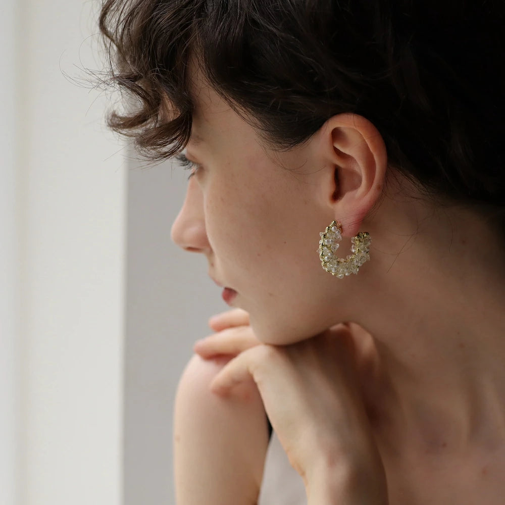 P442 pearl beads hoop pierce