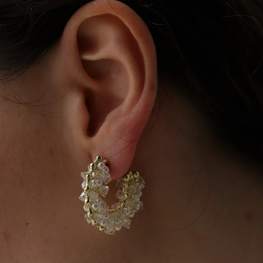 P442 pearl beads hoop pierce