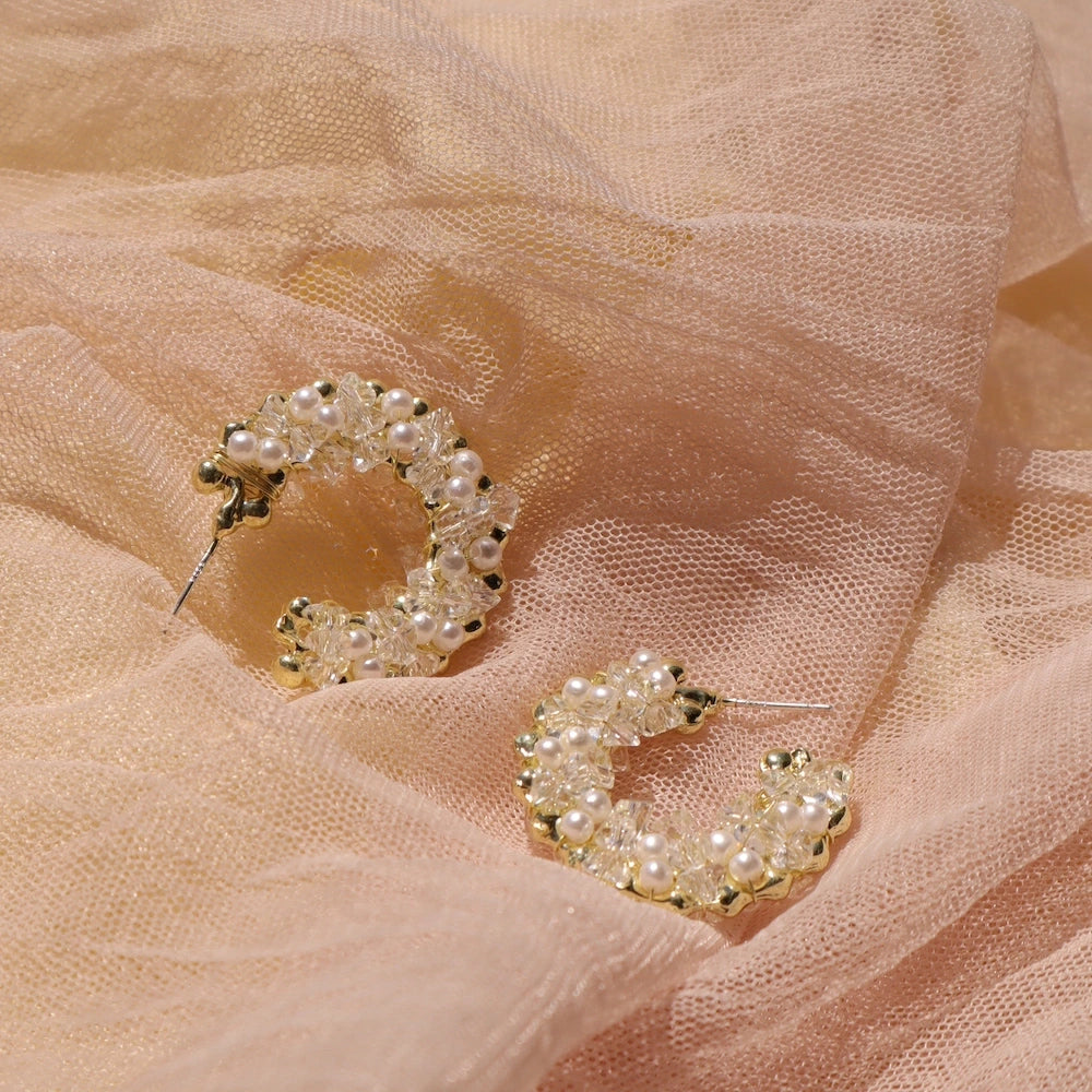 P442 pearl beads hoop pierce