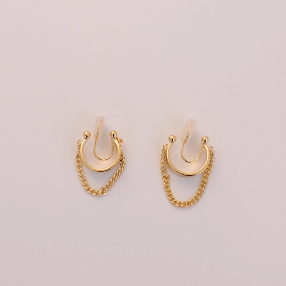 P452 simple chain ring earring