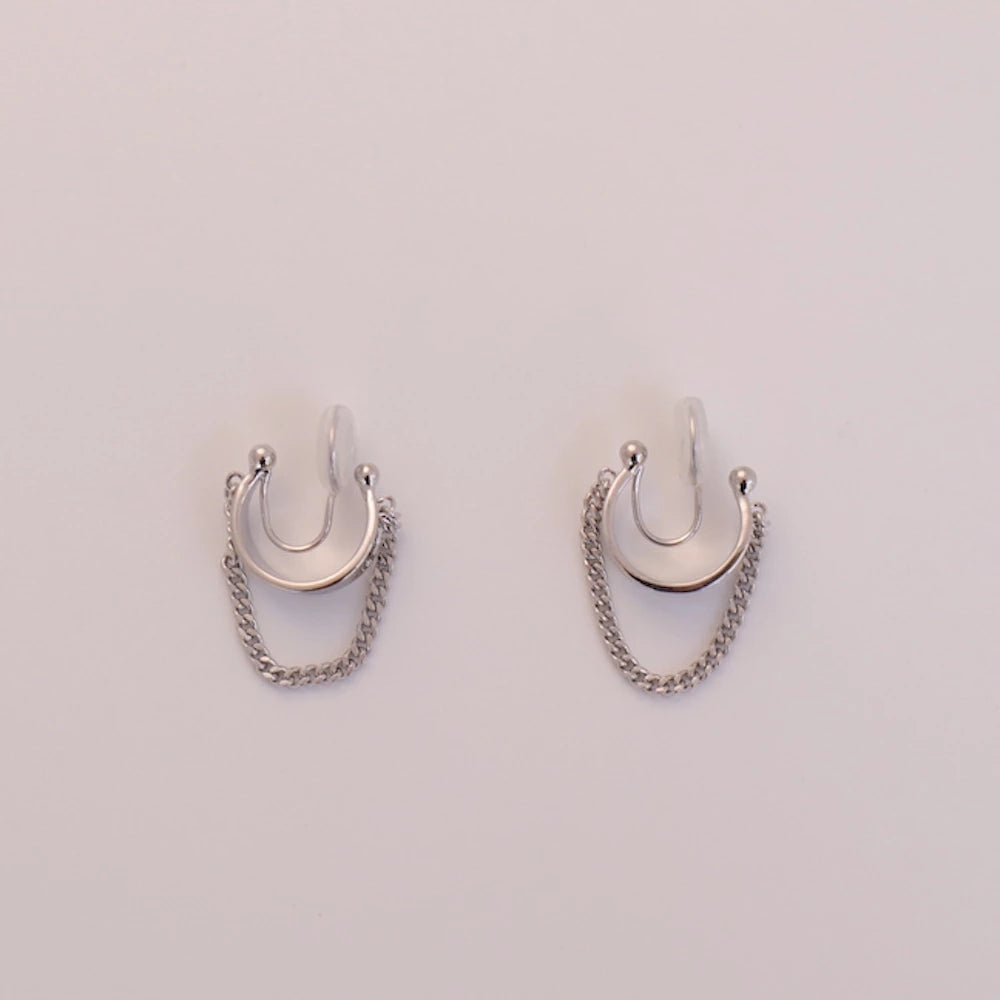 P452 simple chain ring earring