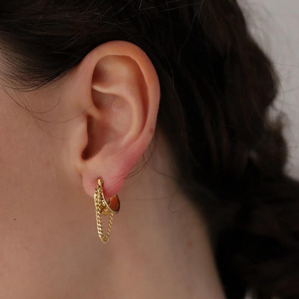 P452 simple chain ring earring