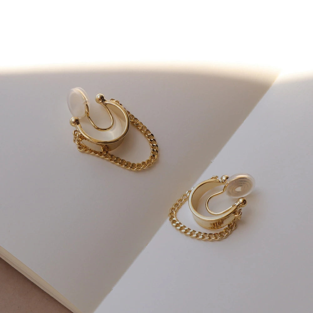 P452 simple chain ring earring