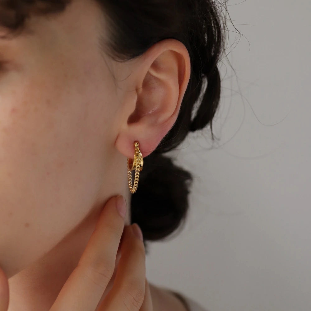 P452 simple chain ring earring