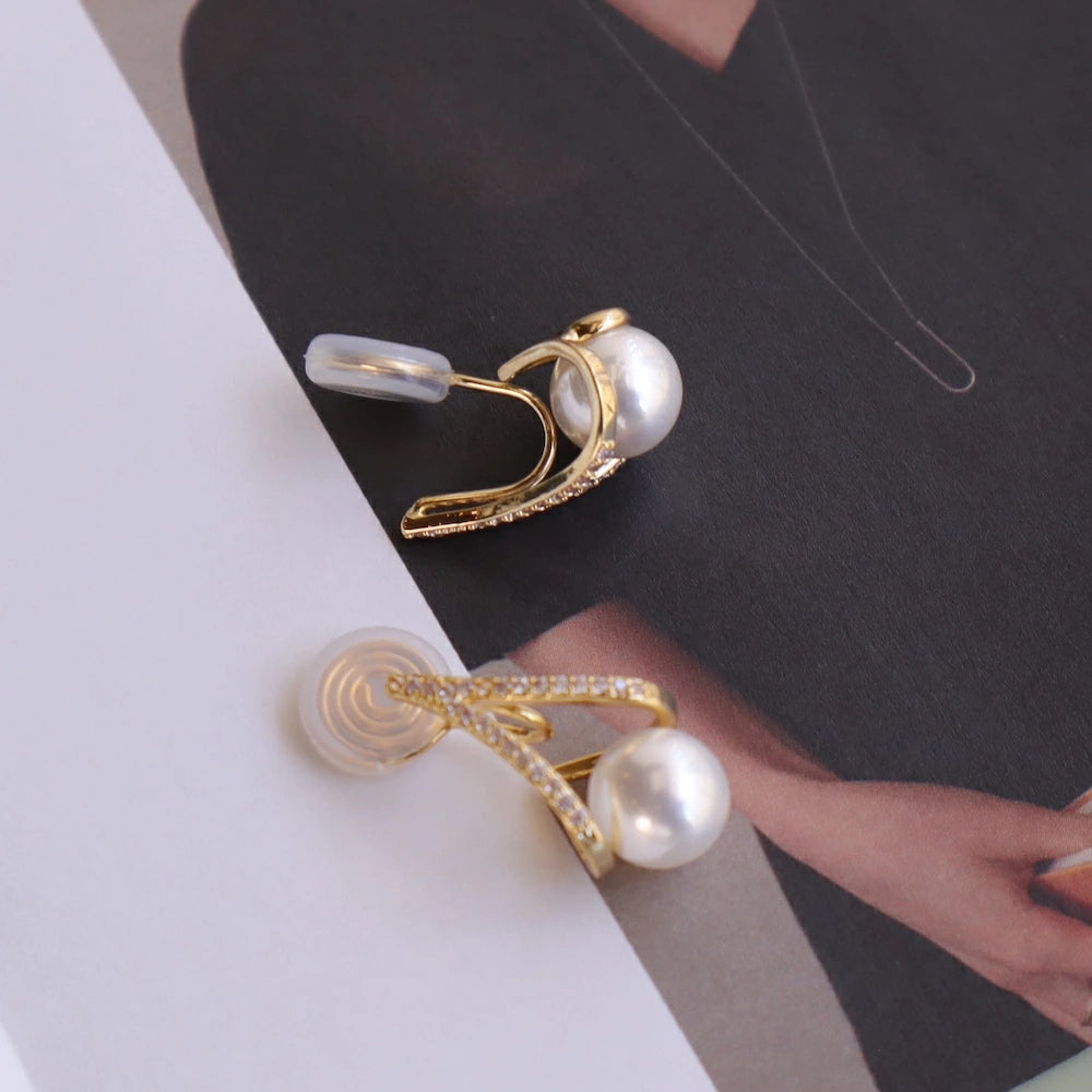 P453 zirconia×pearl drop pierce / earring