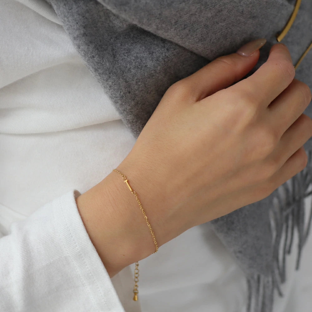 N400 stainless initial bracelet