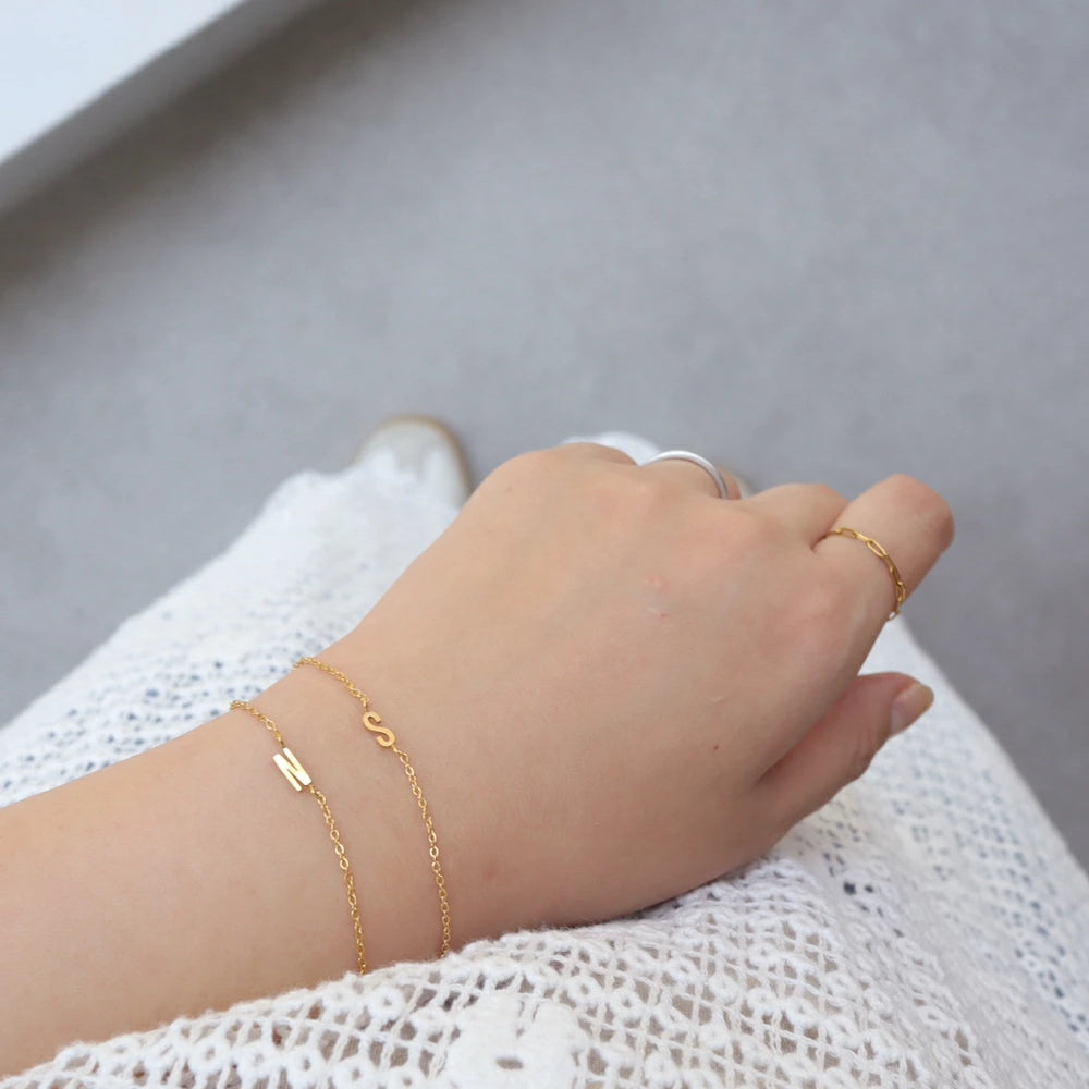 N400 stainless initial bracelet