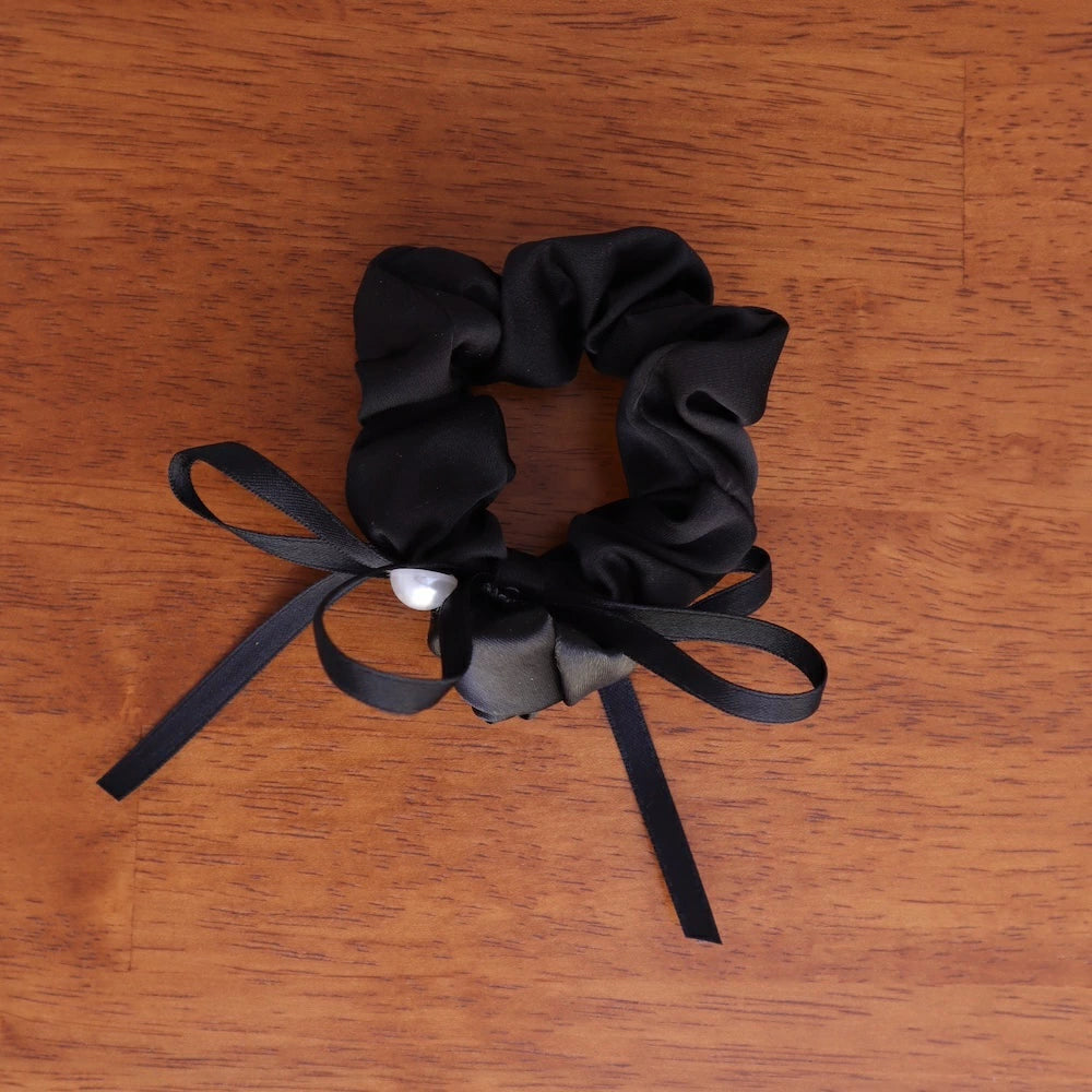 H009 rose motif ribbon scrunchie