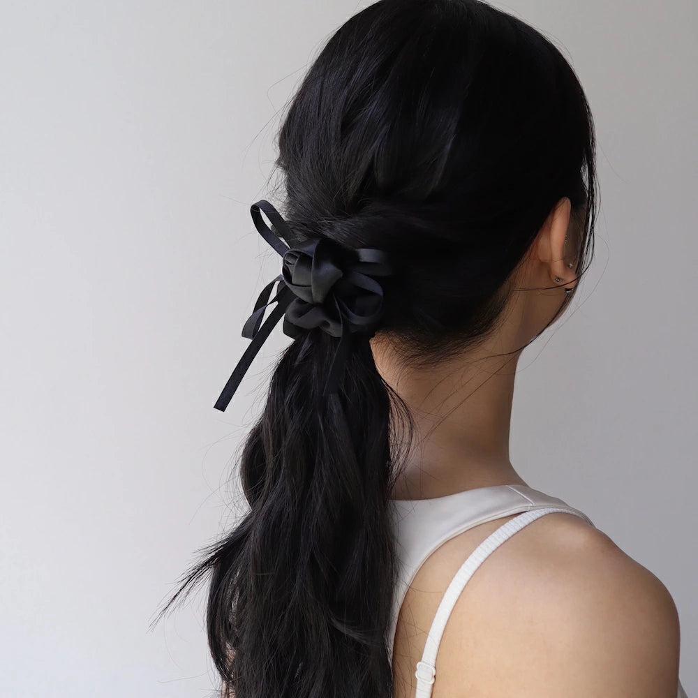 H009 rose motif ribbon scrunchie