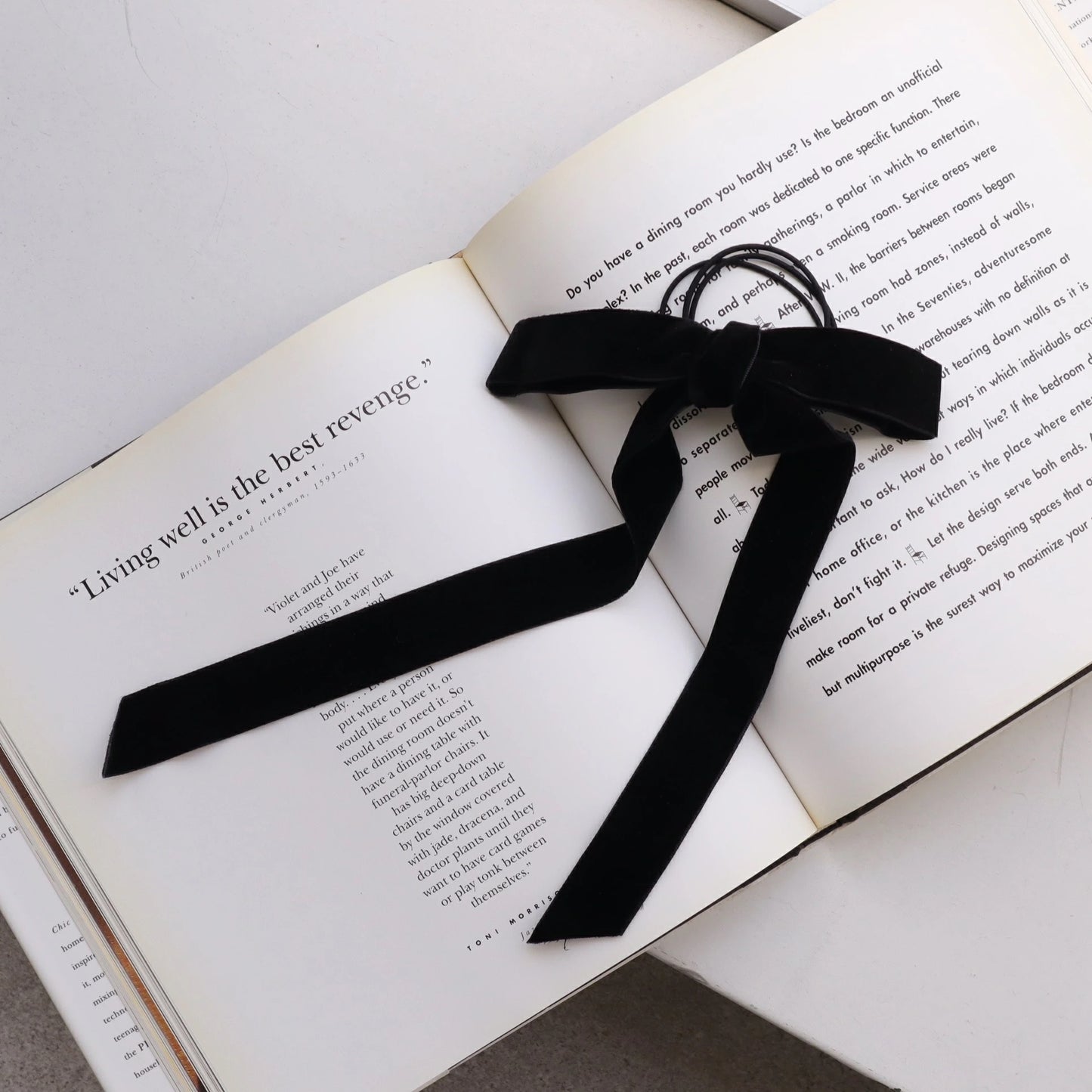 H014 oversized velor ribbon hair tie