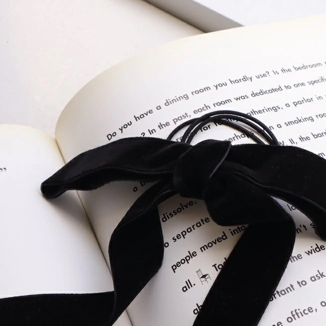 H014 oversized velor ribbon hair tie