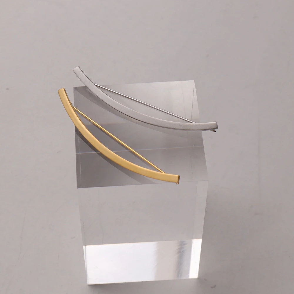 H019 stainless matte curve brooch