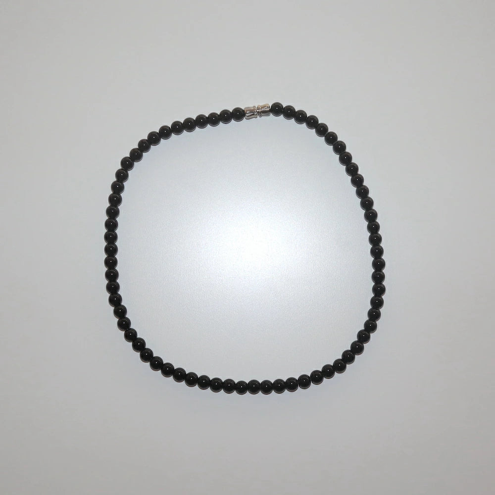 N021 stainless black beads necklace