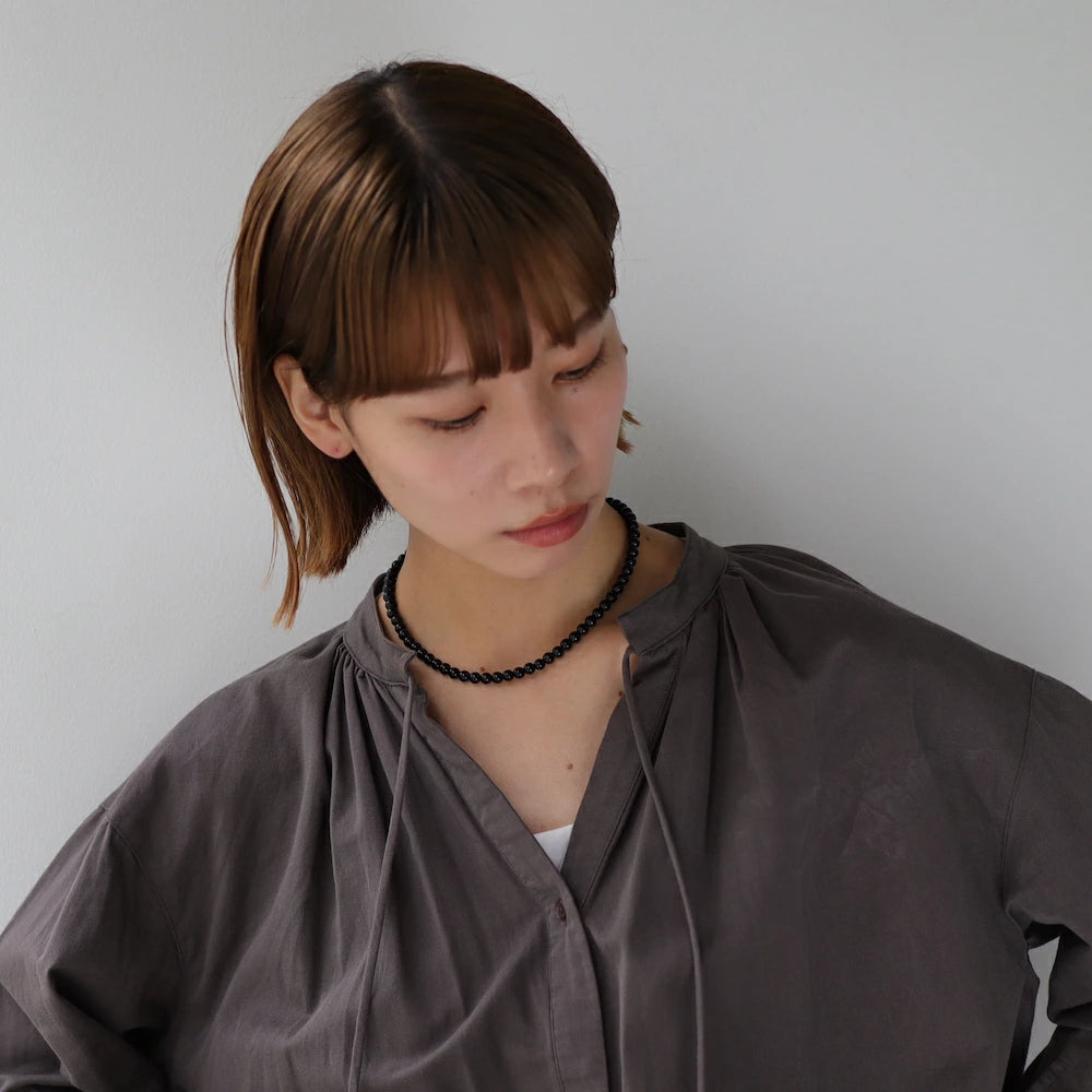 N021 stainless black beads necklace