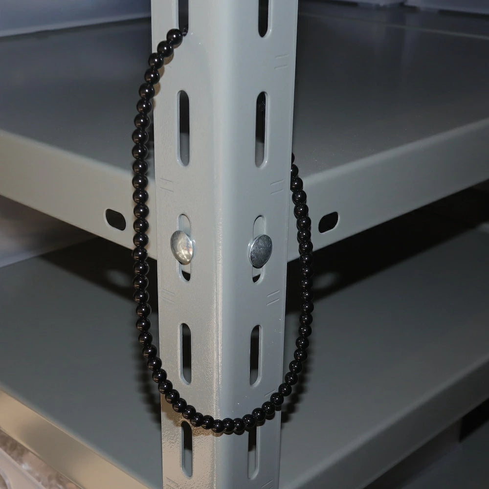 N021 stainless black beads necklace