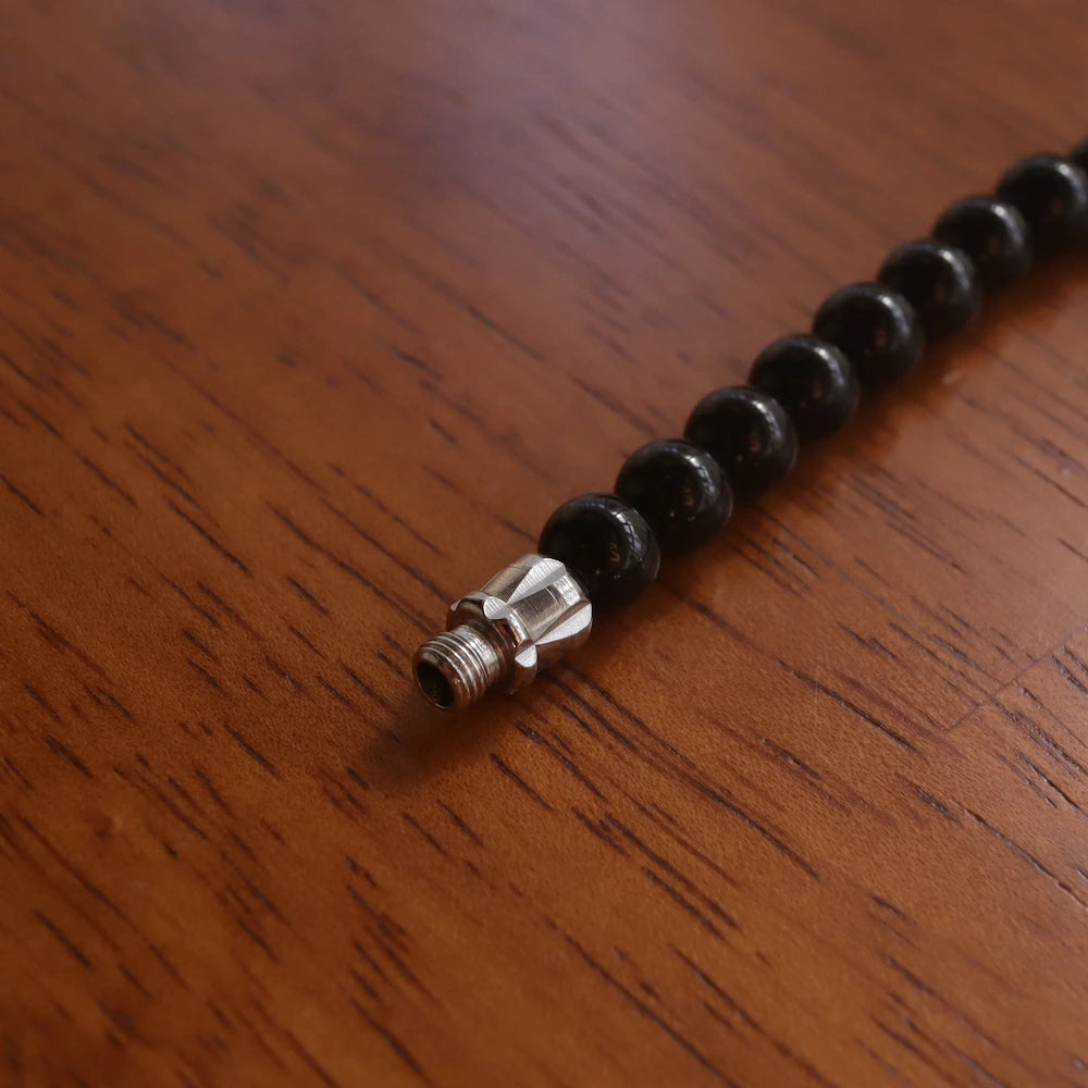 N021 stainless black beads necklace