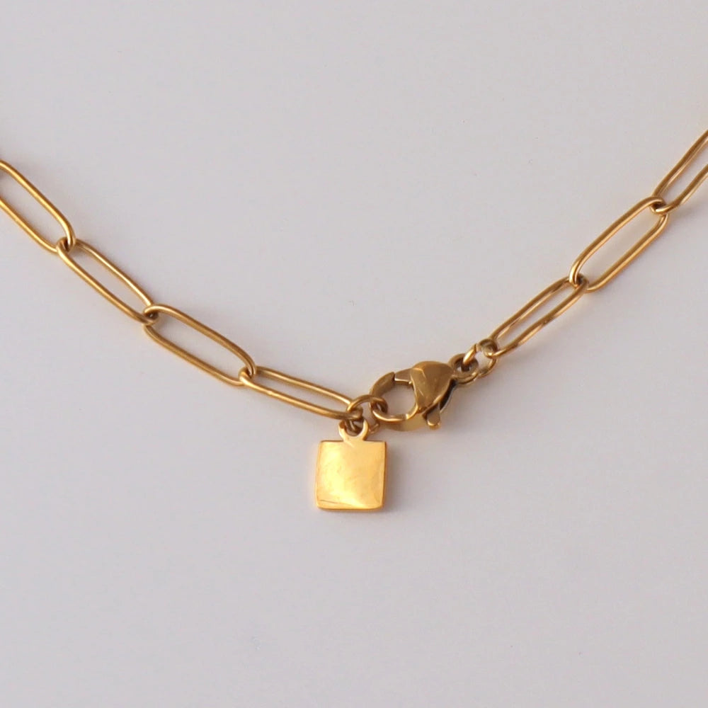 N160 stainless adjust free square charm necklace