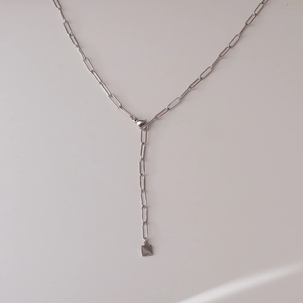 N160 stainless adjust free square charm necklace