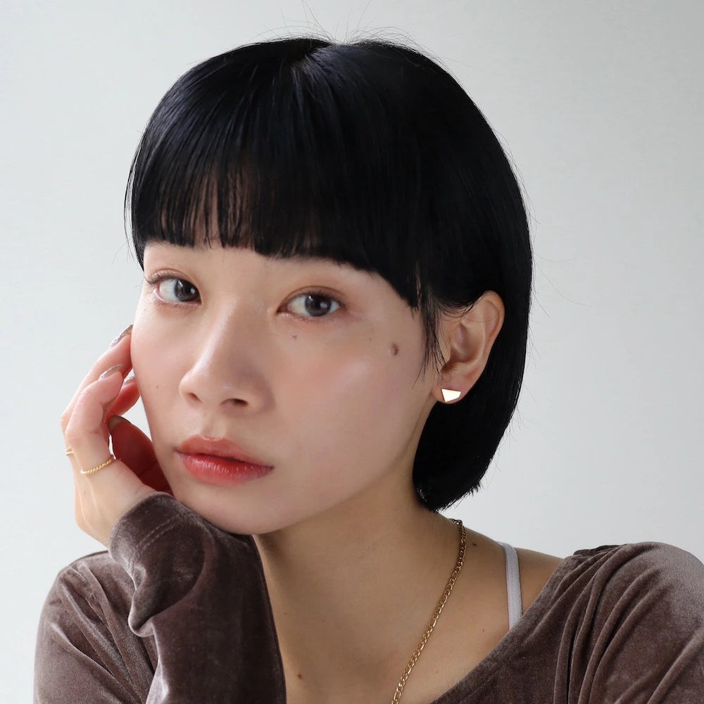 P070 silver925 asymmetry square minimum pierce