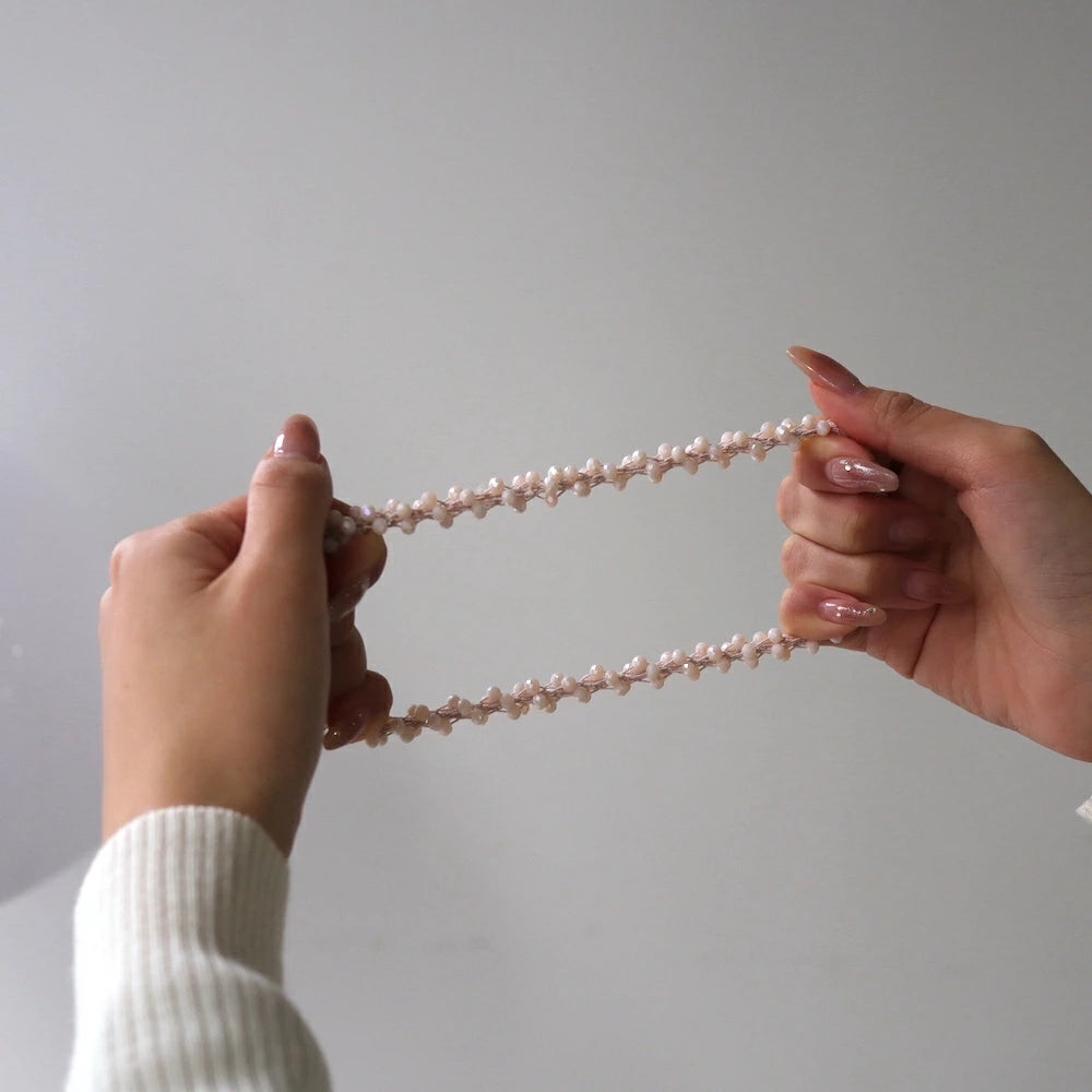 H028 crystal glass beads scrunchie