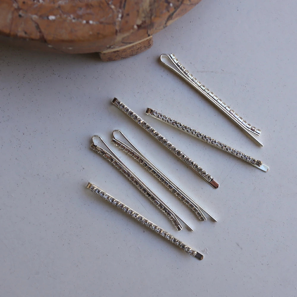 H025 rhinestone hairpin 6 pieces