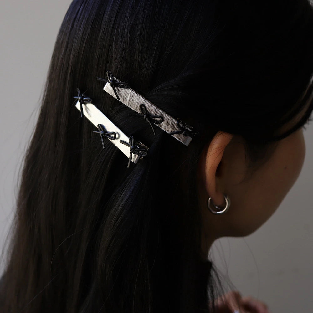 H026 ribbon hair clip 2 pieces