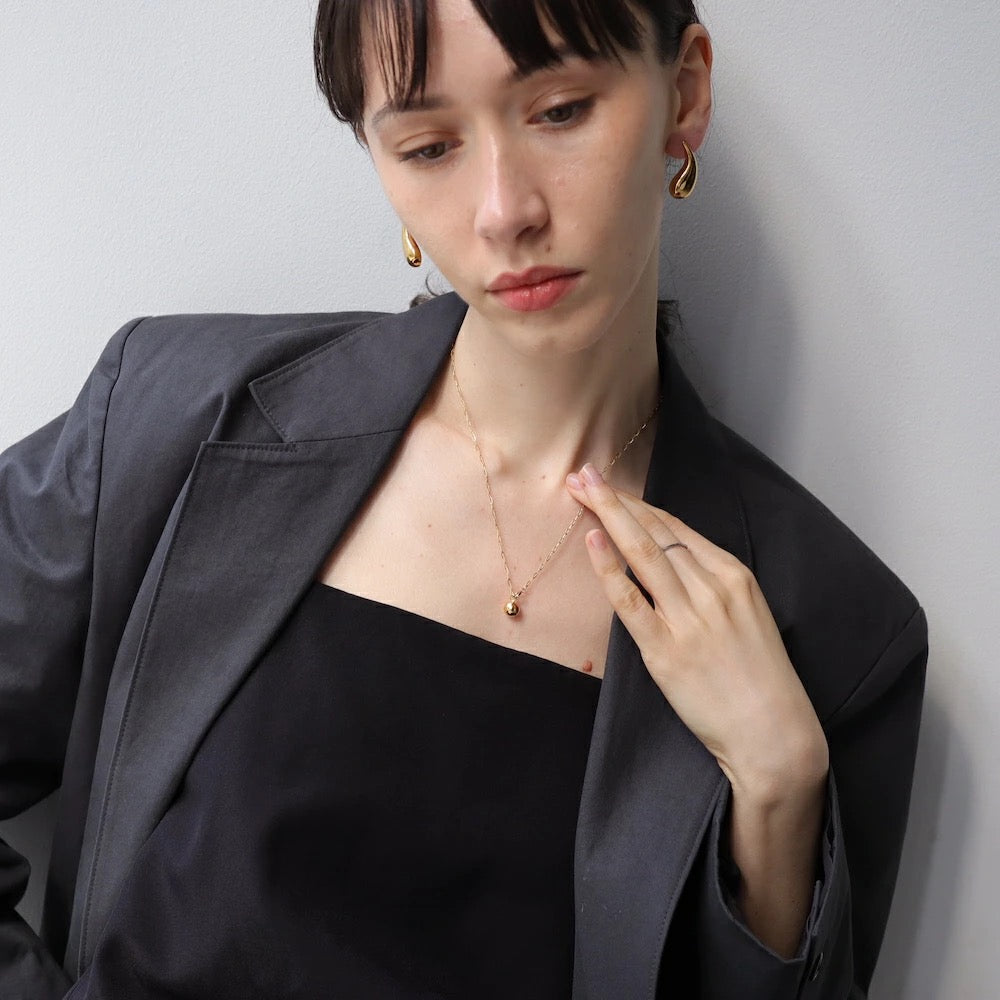 N042 stainless cut ball lariat necklace