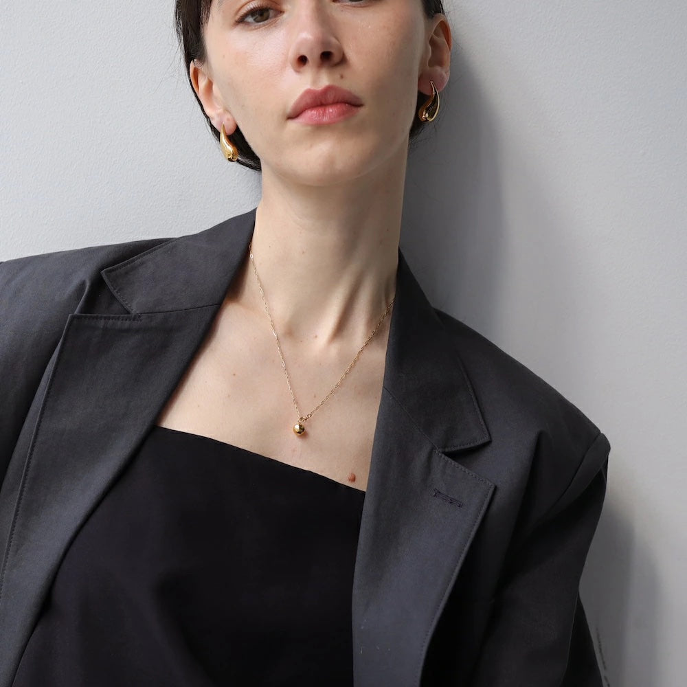 N042 stainless cut ball lariat necklace