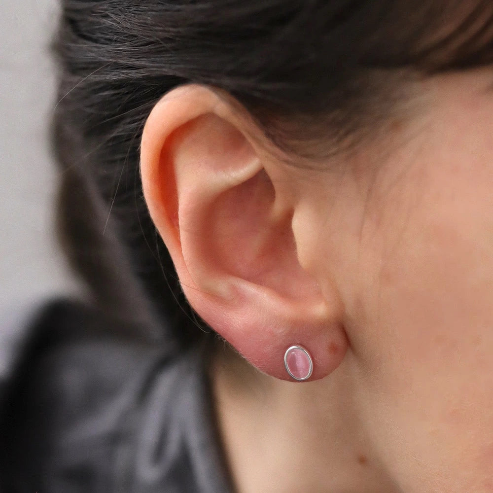 P107 silver925 pink glass minimum pierce