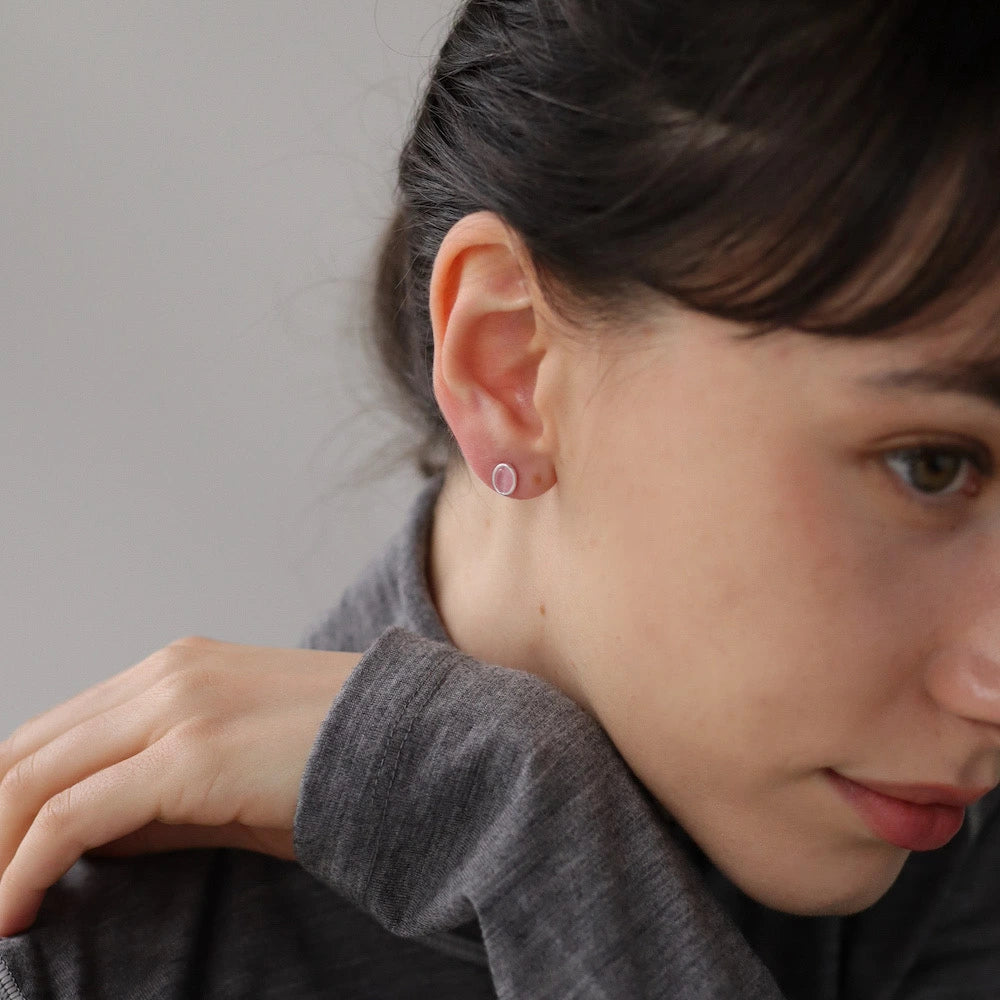P107 silver925 pink glass minimum pierce