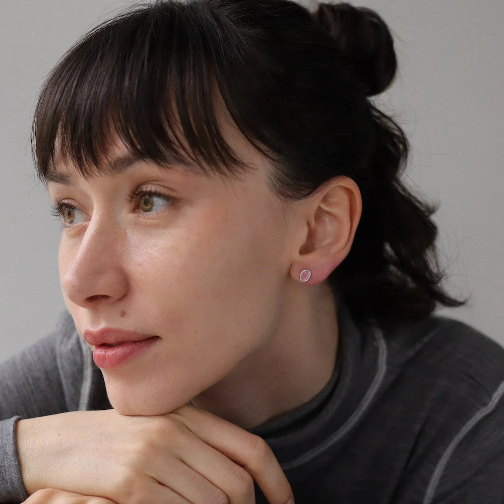 P107 silver925 pink glass minimum pierce