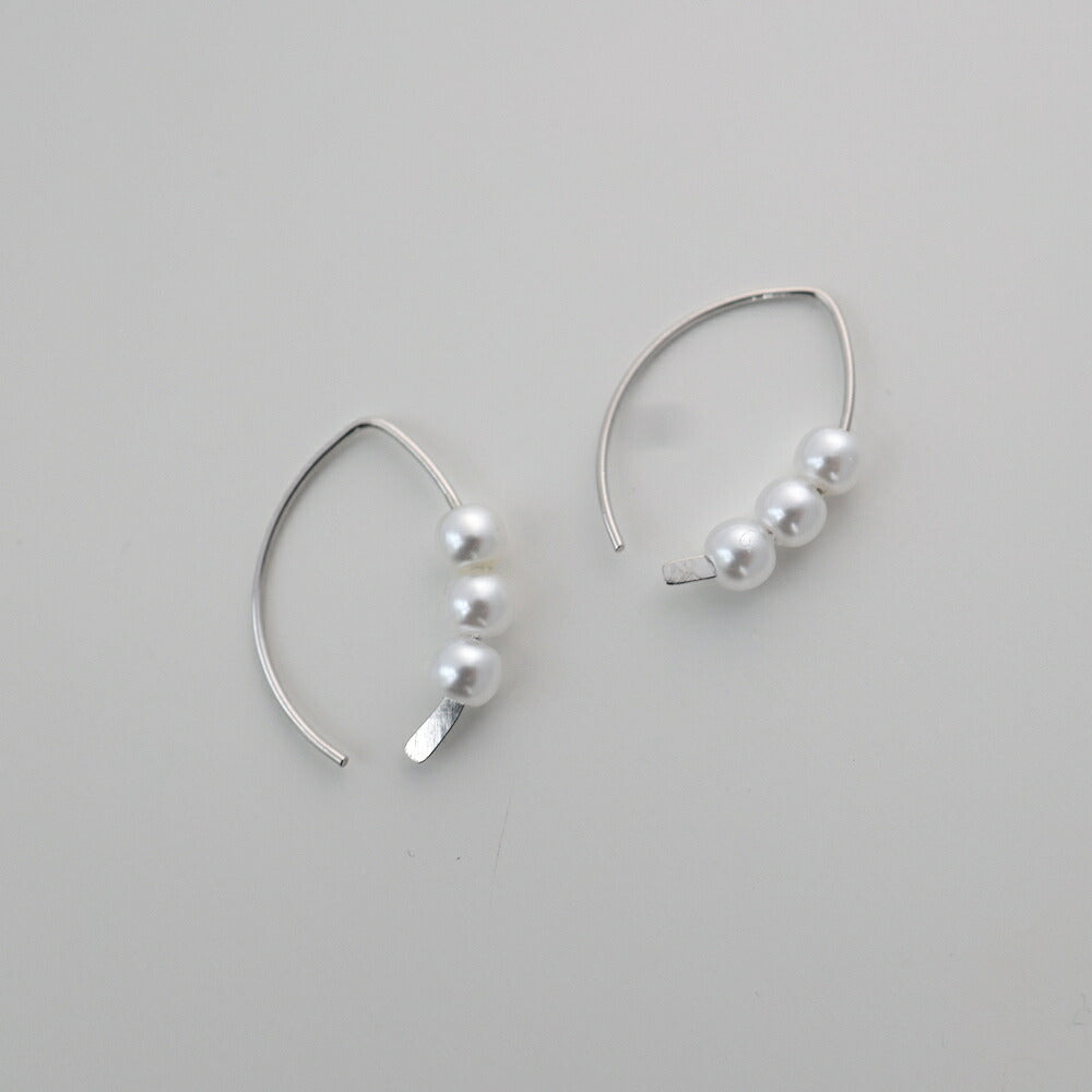 P005 Pierce 3 Pearl Ear Cuff Hypoallergenic 2WAY Gold Silver Ladies Stylish Gift 2
