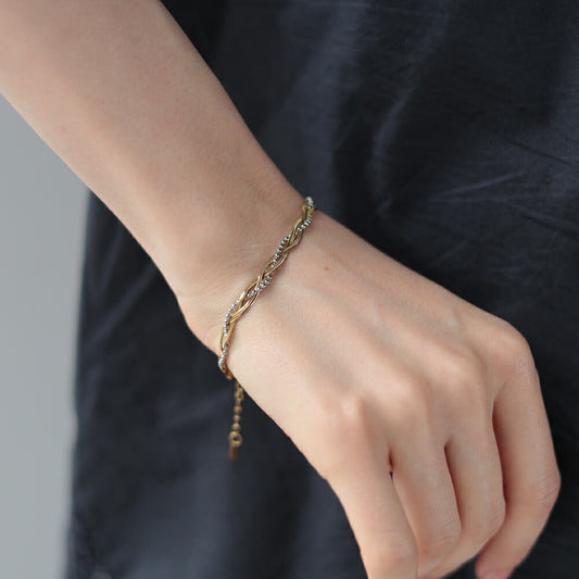 N123ブレスレットステンレス金属アレルギー対応スネークチェーンボールチェーンバイカラーゴールドシルバーレディース女性おしゃれ調節可能付けっぱなし変色しにくいデイリーギフトプレゼント人気ジュエリー