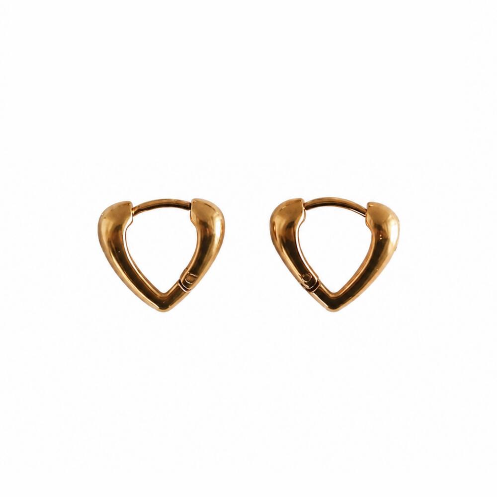 P498 Pierce Heart Ladies Hypoallergenic Surgical Stainless Steel K18 Gold Silver Lightweight Minimal Gift